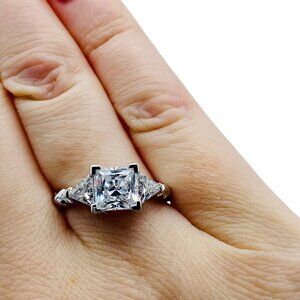 Dominique Sterling Silver 3 Stone CZ Ring Sz. 8.25 Designer Signed  Stunning!